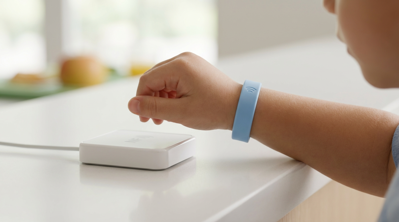 Mano con pulsera NFC